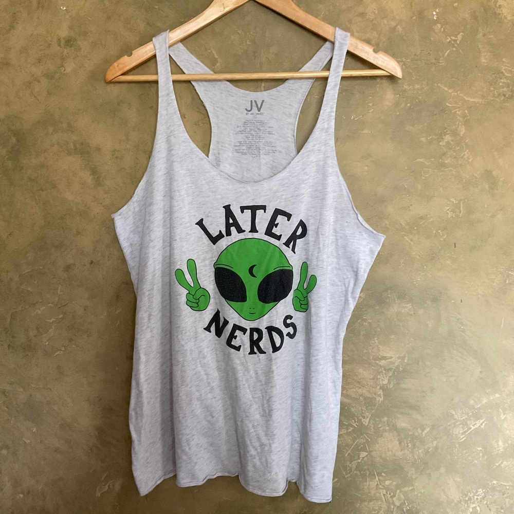 Jac Vanek Later Nerds Alien Graphic Racerback Tank Top